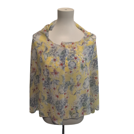 Étole Cape L.I.B New York Femme Jaune Fleurie Voile Léger Shrug