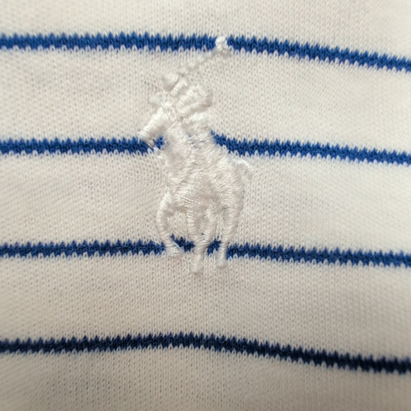 Polo Ralph Lauren Homme L Blanc Rayures Bleues Logo Blanc Polo Manches Courtes