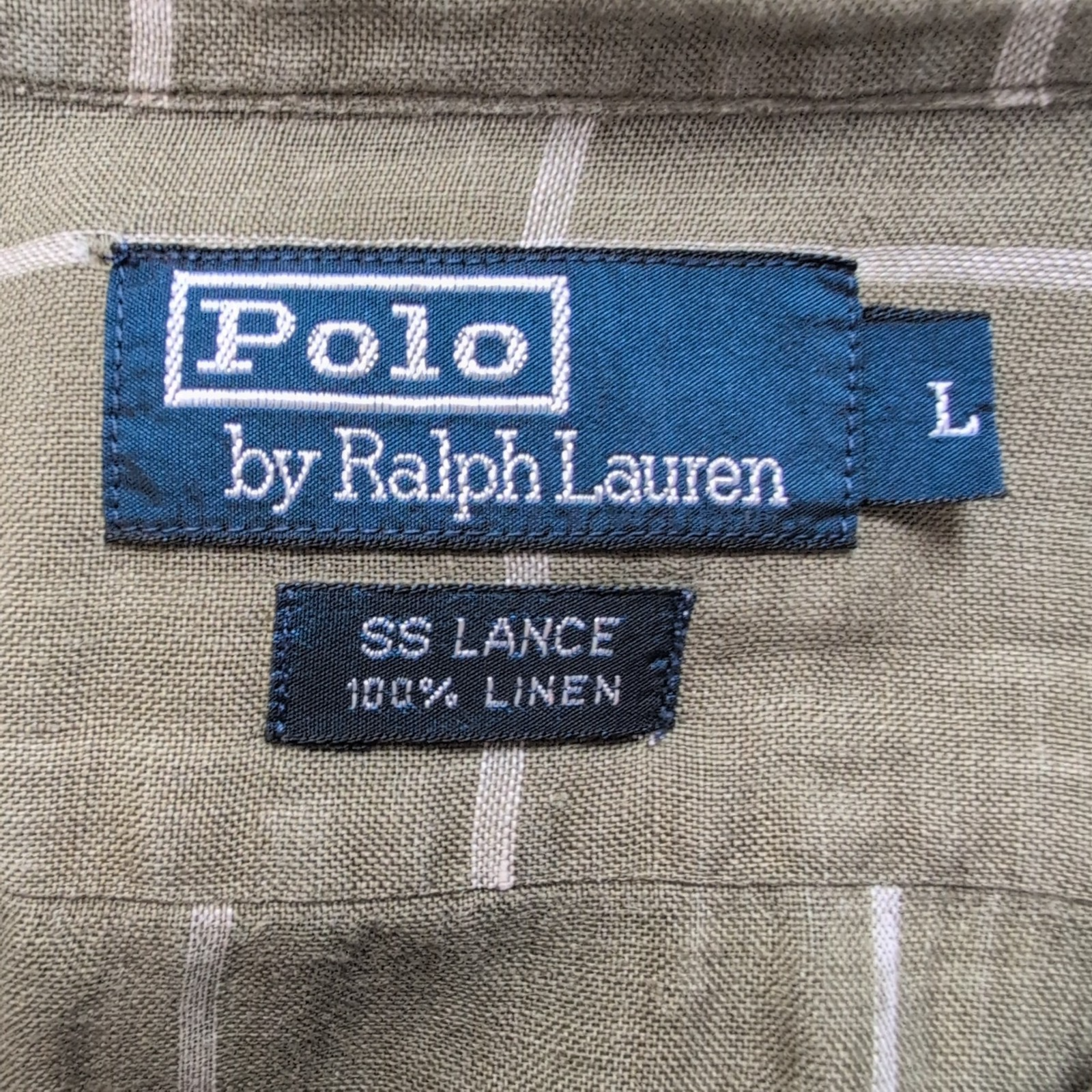 Chemise Polo Ralph Lauren L Lin Lance Kaki Manches Courtes Col Classique Shirt