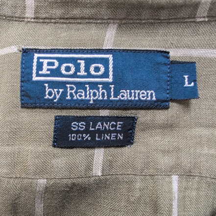 Chemise Polo Ralph Lauren L Lin Lance Kaki Manches Courtes Col Classique Shirt