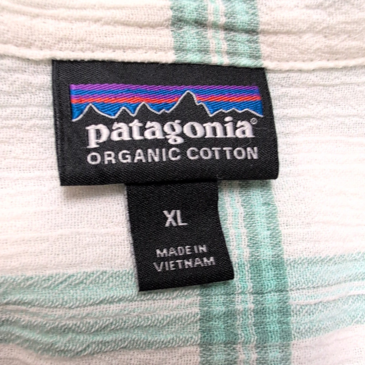Chemise Patagonia manche courte XL Blanc Vert Carreaux Coton Bio