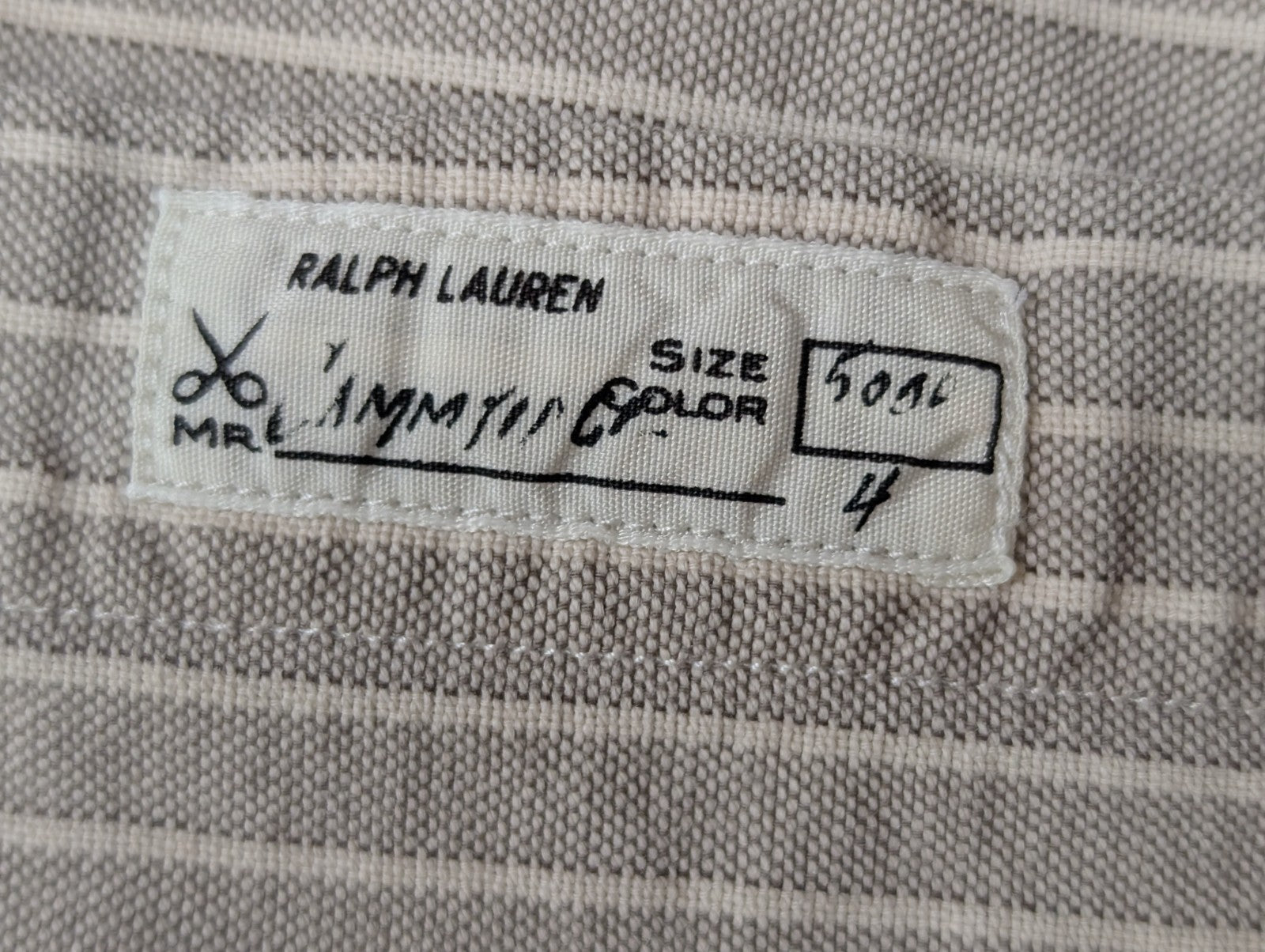 Chemise Polo Ralph Lauren Manches Longues Custom Fit Crème Rayures XXL