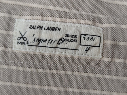 Chemise Polo Ralph Lauren Manches Longues Custom Fit Crème Rayures XXL