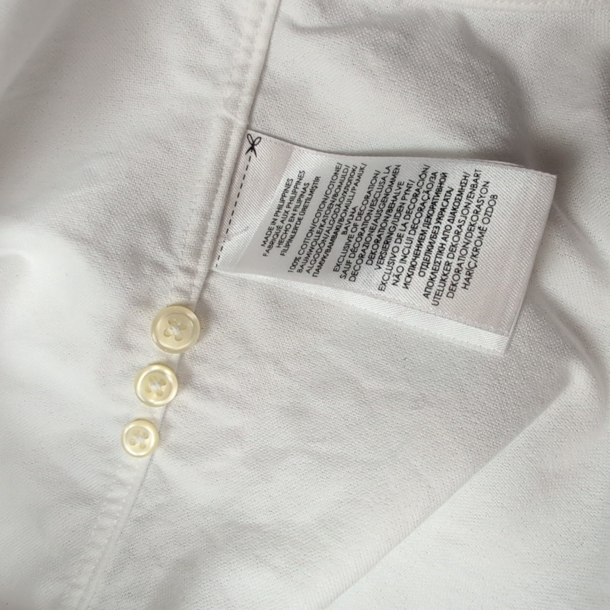 Chemise Ralph Lauren M Blanc Uni Logo Marron Coton manches longues