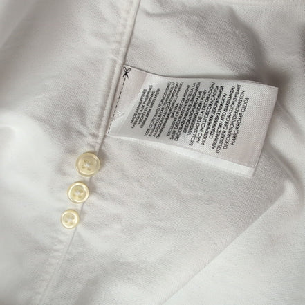 Chemise Ralph Lauren M Blanc Uni Logo Marron Coton manches longues