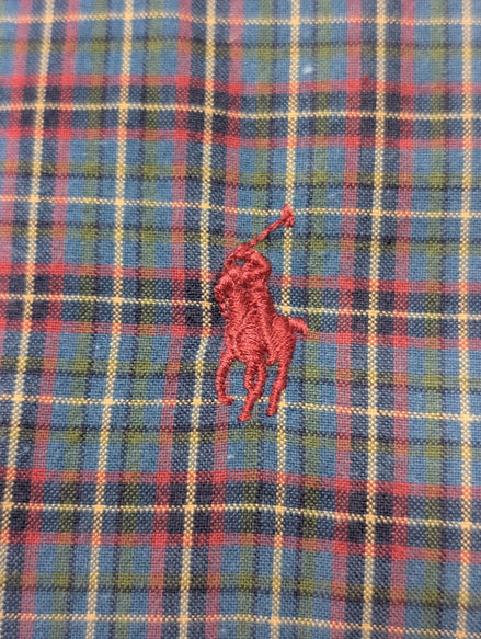 Ralph Lauren Chemise Homme XL Bleu Rouge Tartan Manches Longues Classic Fit