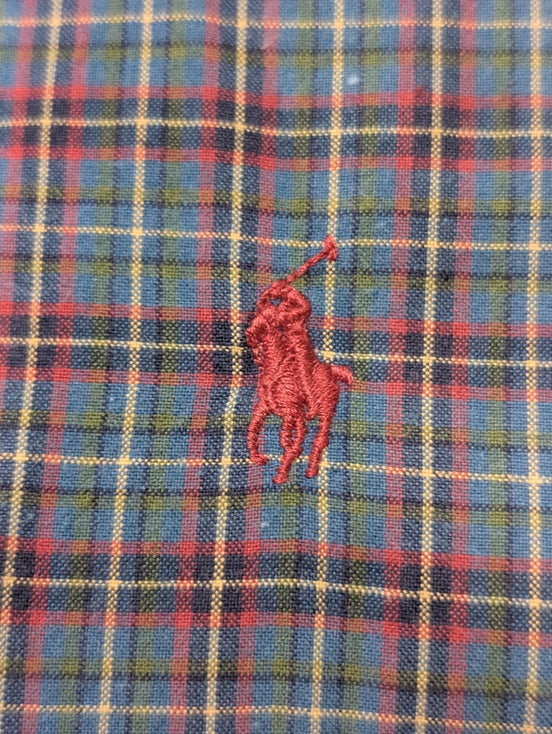Ralph Lauren Chemise Homme XL Bleu Rouge Tartan Manches Longues Classic Fit