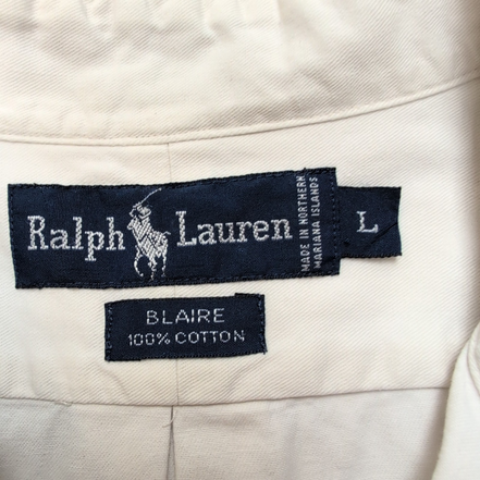 Chemise Ralph Lauren Blake L Blanche Logo Bleu Manches Courtes
