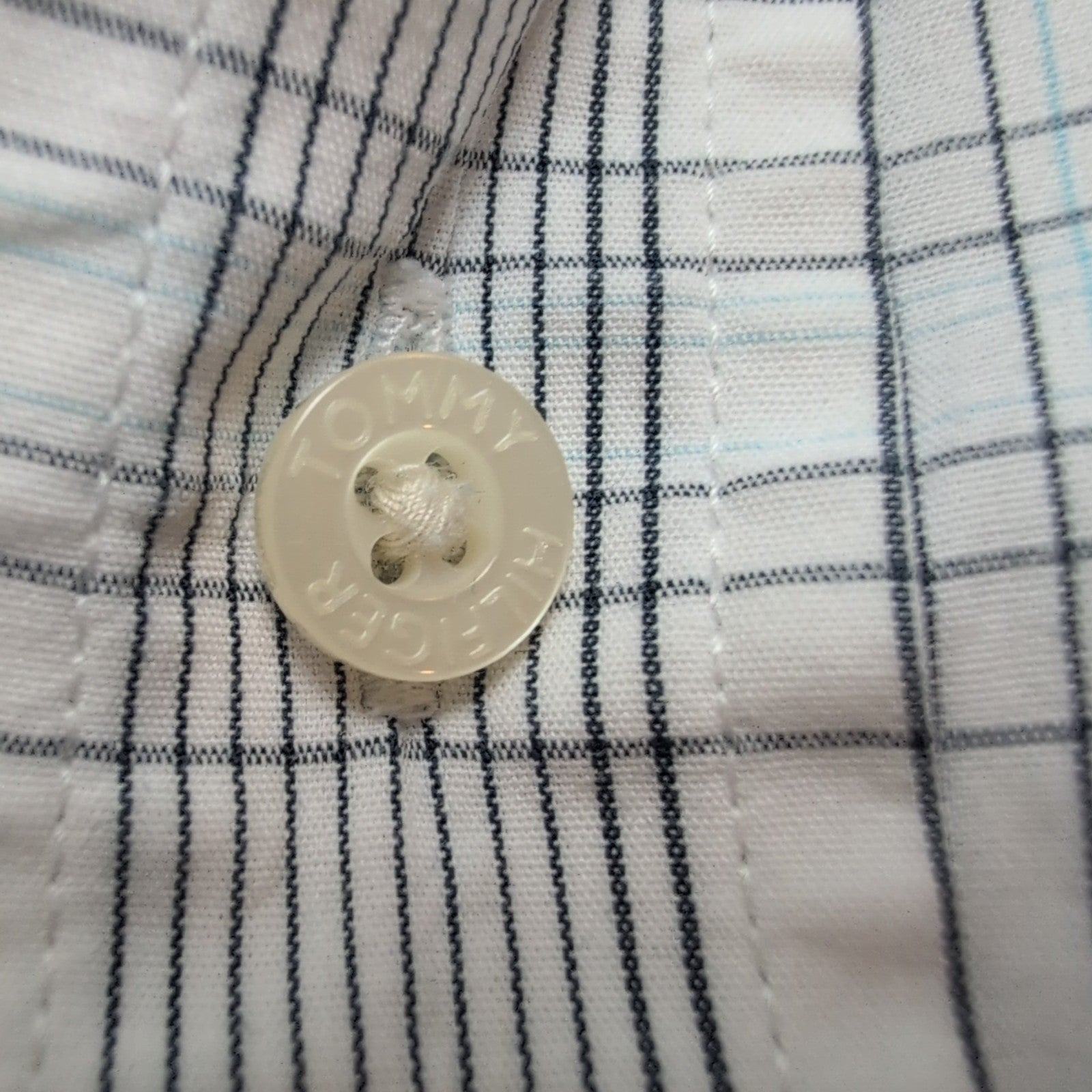 Chemise Tommy Hilfiger Manches Courtes Bleue et Blanche à Carreaux Taille L