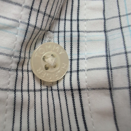 Chemise Tommy Hilfiger Manches Courtes Bleue et Blanche à Carreaux Taille L