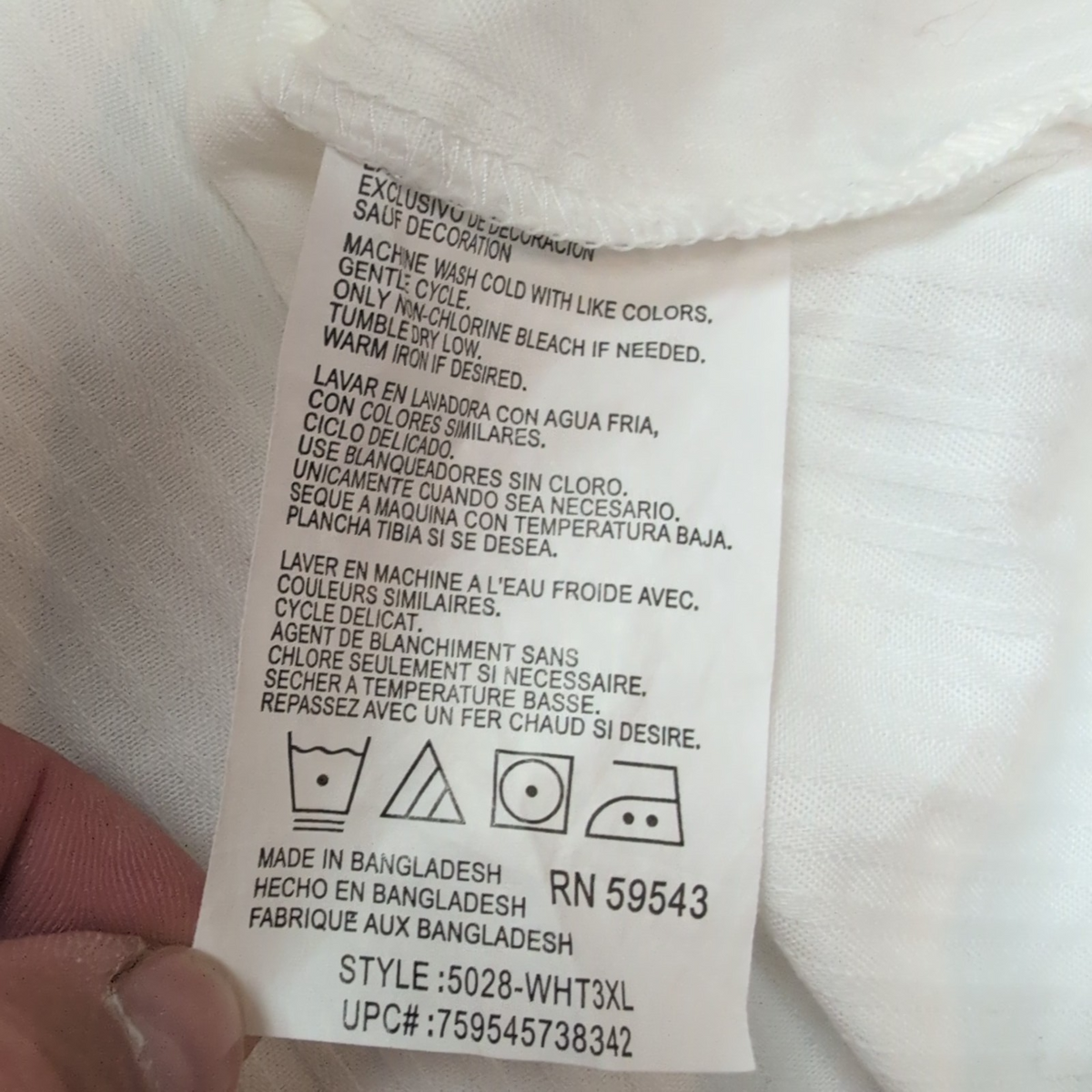 Chemise Dickies 3XL Blanche Rayures Gaufrées 100% Coton Manches Courtes