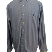 Chemise Ralph Lauren Manches Longues Yarmouth Rayures Bleu Blanc L