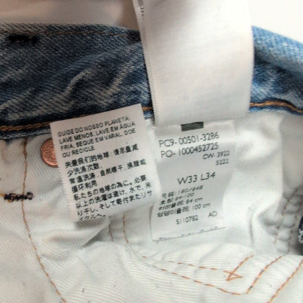 Levi’s 501 Jean Homme W33 L34 Bleu Clair Vintage Pantalon Bouton