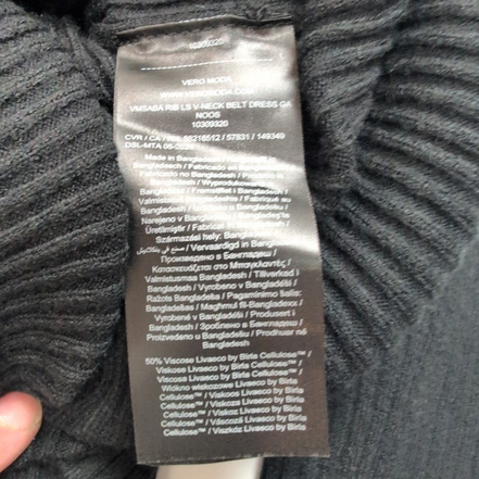 Robe Vero Moda XL Noire Maille Ceinture Manches Longues Neuve Étiquette