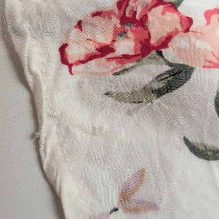 Robe d'été Fleurie Blanche Rose Viscose Bretelles Réglables Taille L