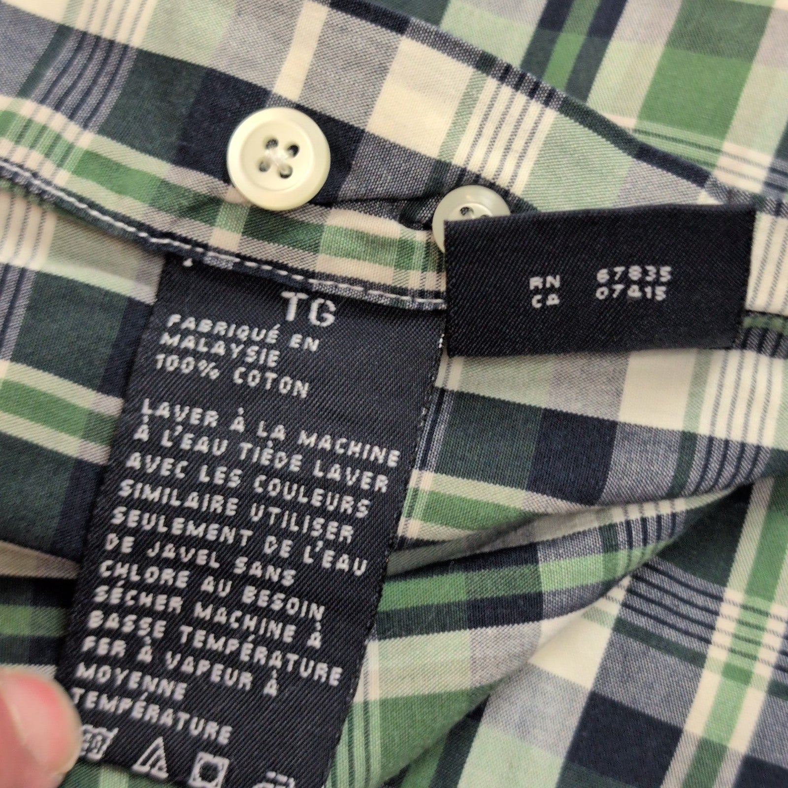 Chemise Nautica XL Verte Carreaux Manches courtes Logo Brodé Poche