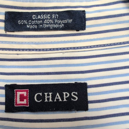 Chemise Chaps Classic Fit bleu rayures manches longues 1 poche XXL 3XL