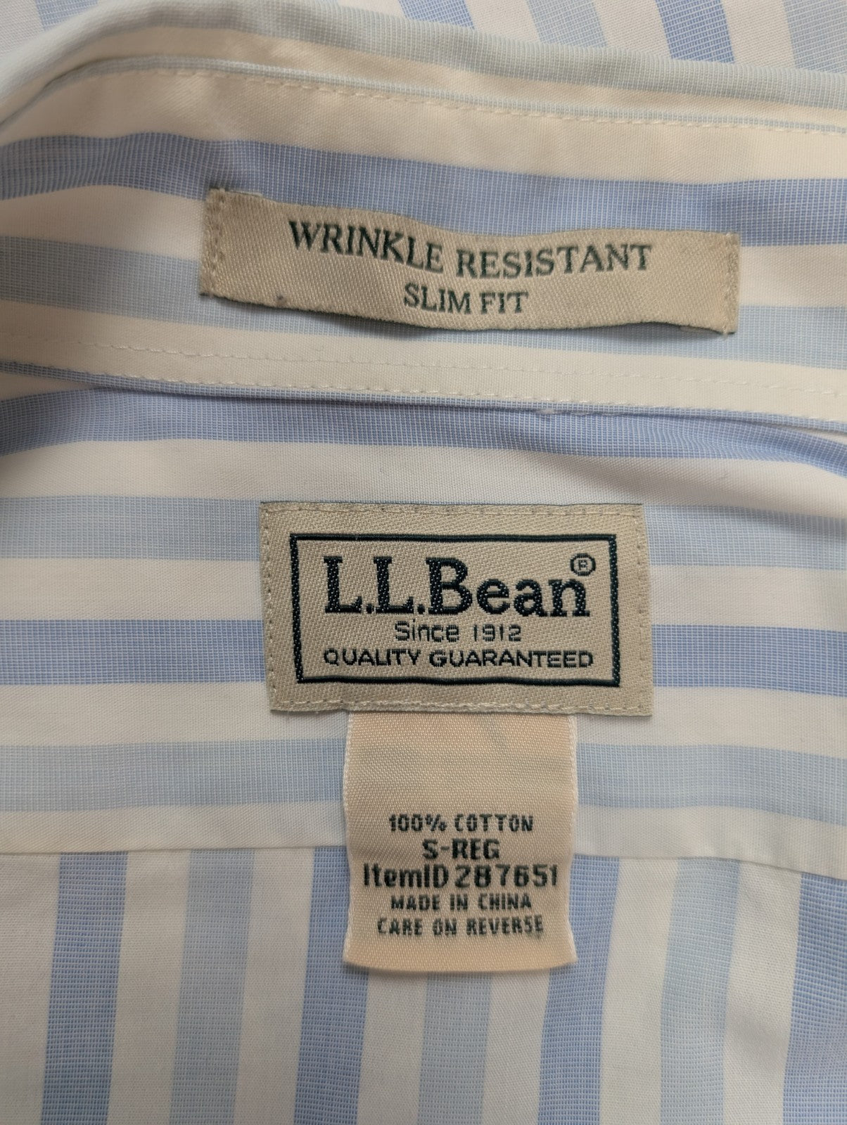Chemise L.L Bean blanche à rayures bleu taille S #222msch