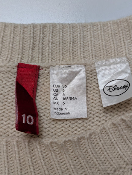 Pull DISNEY x H&M Mickey Mouse Brodé Crème Vintage Femme Manches Longues T. L