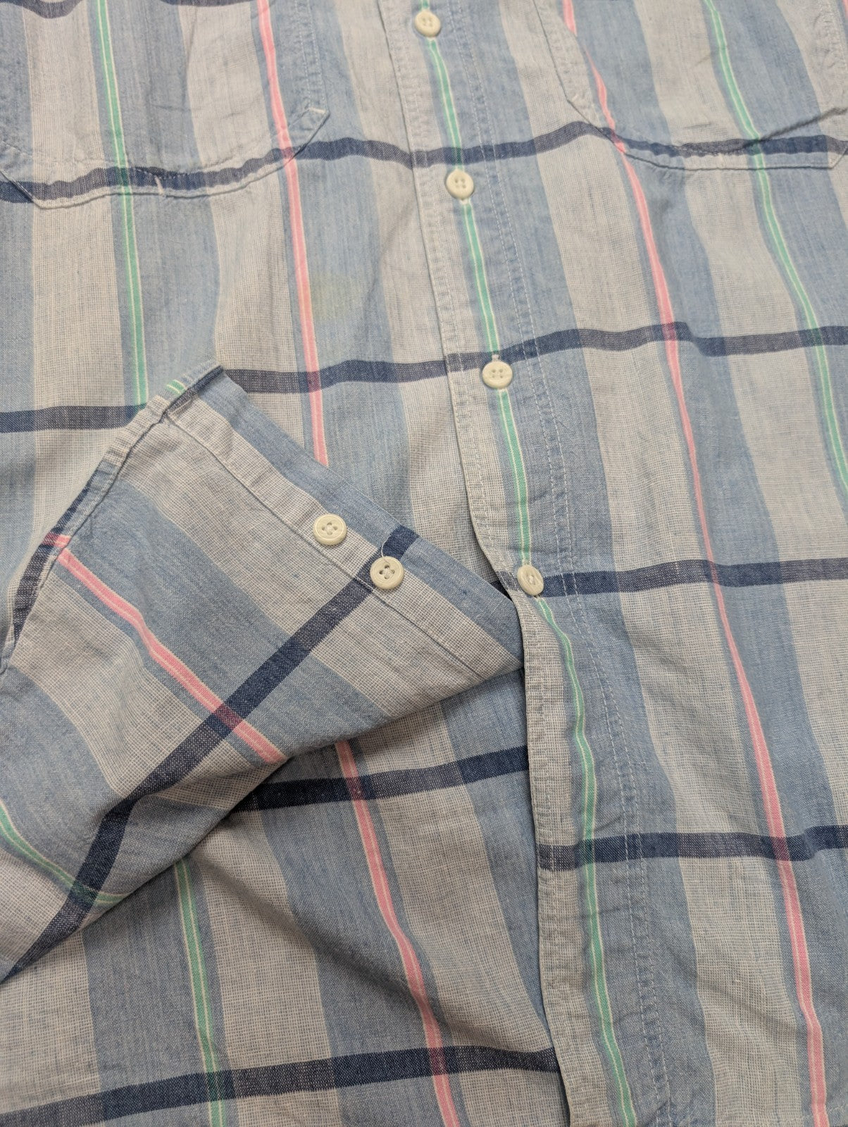 Chemise manches courtes Dockers bleu et rose à carreaux taille M #187msch
