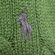 Pull POLO RALPH LAUREN Homme L Vert Torsadé Cable Knit Cotton Excellent État