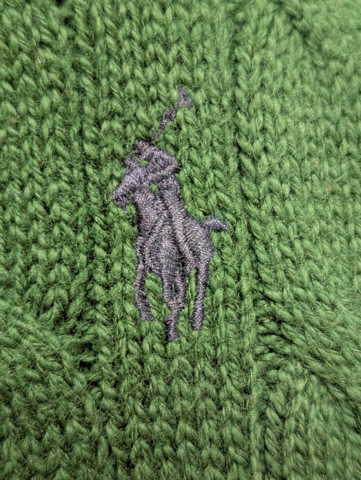 Pull POLO RALPH LAUREN Homme L Vert Torsadé Cable Knit Cotton Excellent État