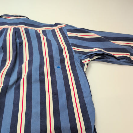 Chemise Ralph Lauren Blair M Rayures Bleu Blanc Rouge Logo Rouge