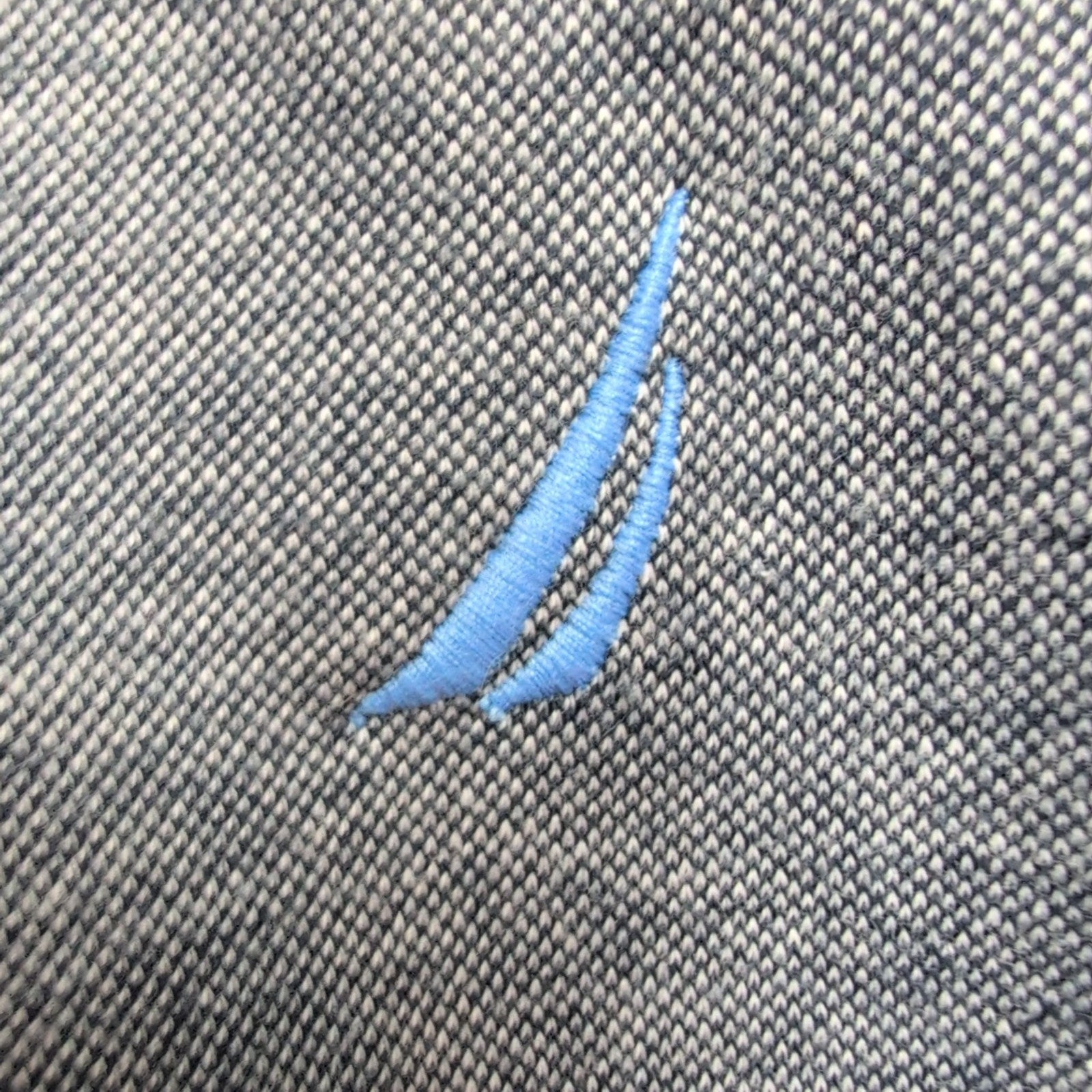 Chemise Nautica L gris coton piqué logo bleu manches courtes polo shirt