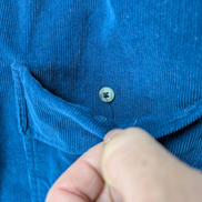Chemise EDDIE BAUER T.L TALL Velours Côtelé Bleu Vtg Poches Boutons Cachés