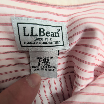 Chemise L.L. Bean blanche à rayures rouges taille L #137e