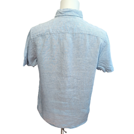 Chemise Abercrombie & Fitch 100% Lin Bleu Rayures Manches Courtes Taille M