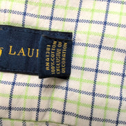 Chemise Ralph Lauren M Vert Bleu Carreaux Oxford Shirt Button Down Logo Marron