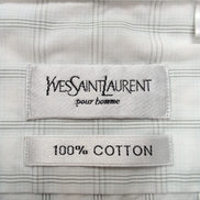 Chemise YVES SAINT LAURENT M Blanche Carreaux Gris 100% Coton Manches Courtes