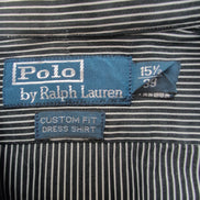 Chemise Ralph Lauren Custom Fit Dress Shirt 15 1/2 M Noir Rayures Coton