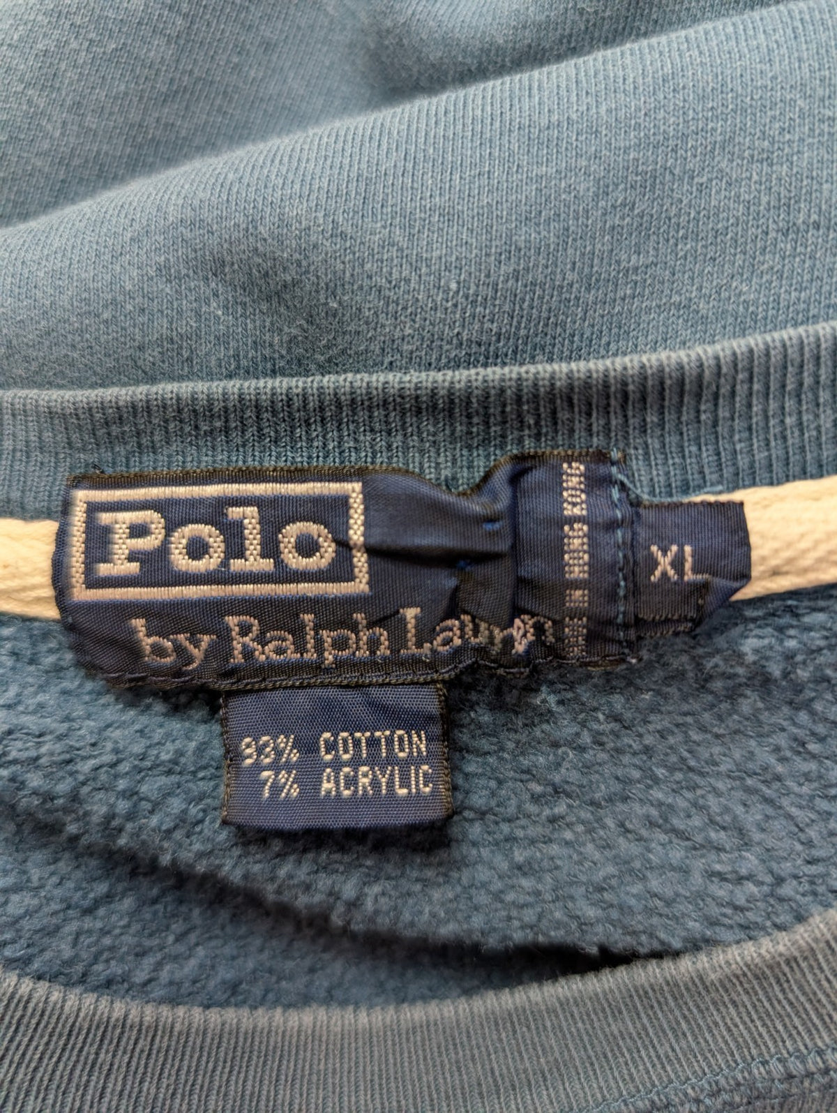 Sweat Polo Ralph Lauren XL XXL bleu marine logo rouge brodé col rond