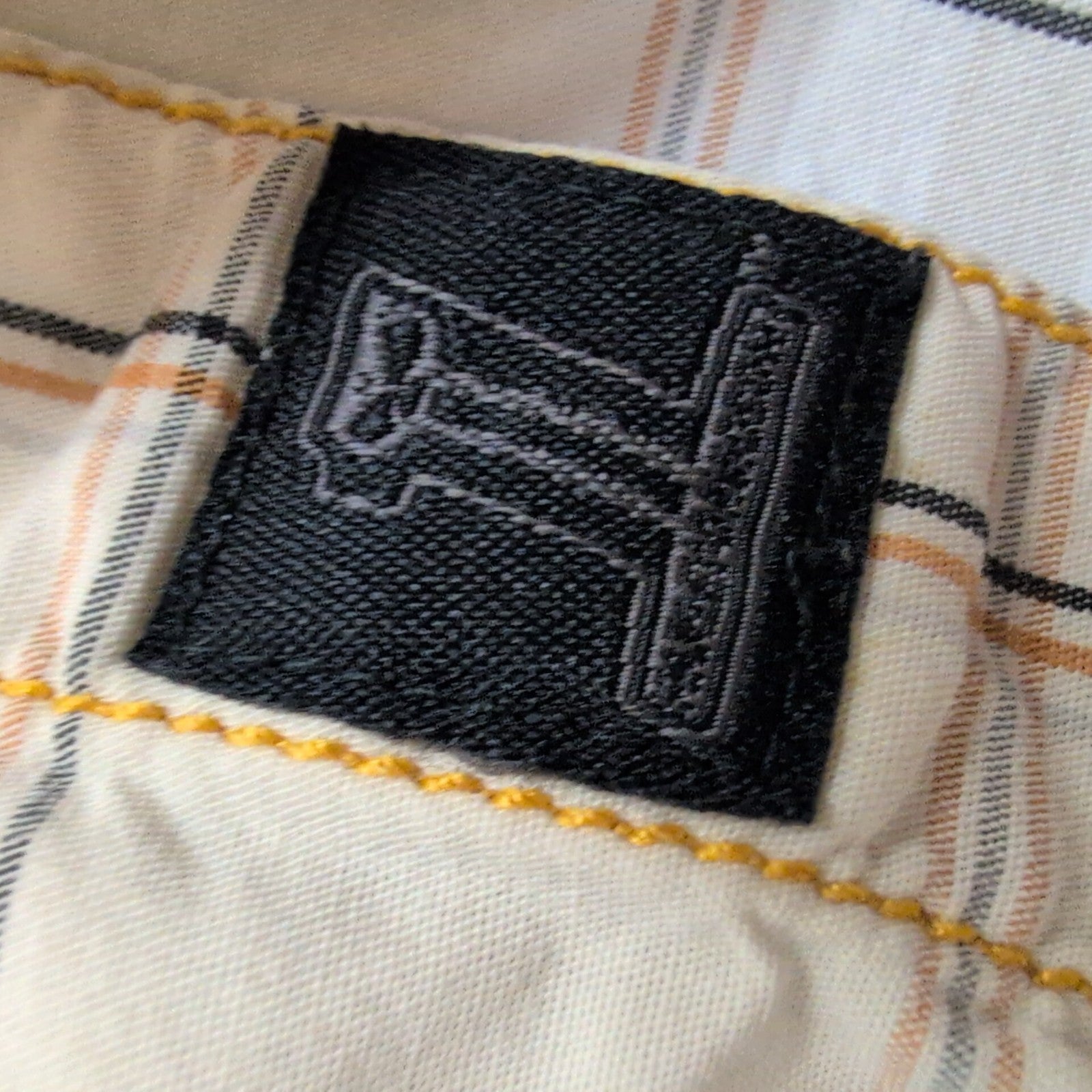 Chemise Harley-Davidson L Carreaux Blanc Cassé Logo Brodé manches courtes