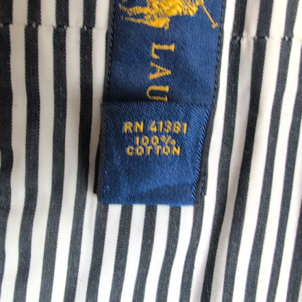 Chemise Ralph Lauren XXL Rayures Noir Blanc Logo Noir Button Down Shirt Coton
