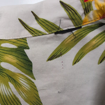 Chemise Hawaïenne RJC XL Floral Blanc 100% Coton Boutons RJC Ltd Hawaii
