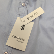 Chemise Todd Shelton L Neuve Étiquette Slim Fit 100% Coton Bleu Unie
