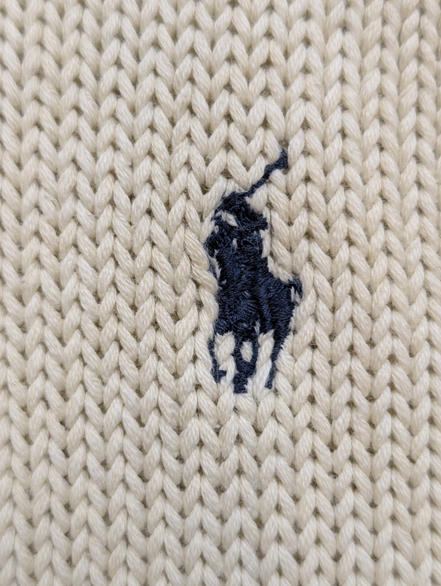 Pull POLO Ralph Lauren - Blanc Cassé - Logo Marine - Taille XL/XXL