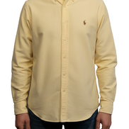 Chemise Ralph Lauren jaune uni logo marron taille L #2506