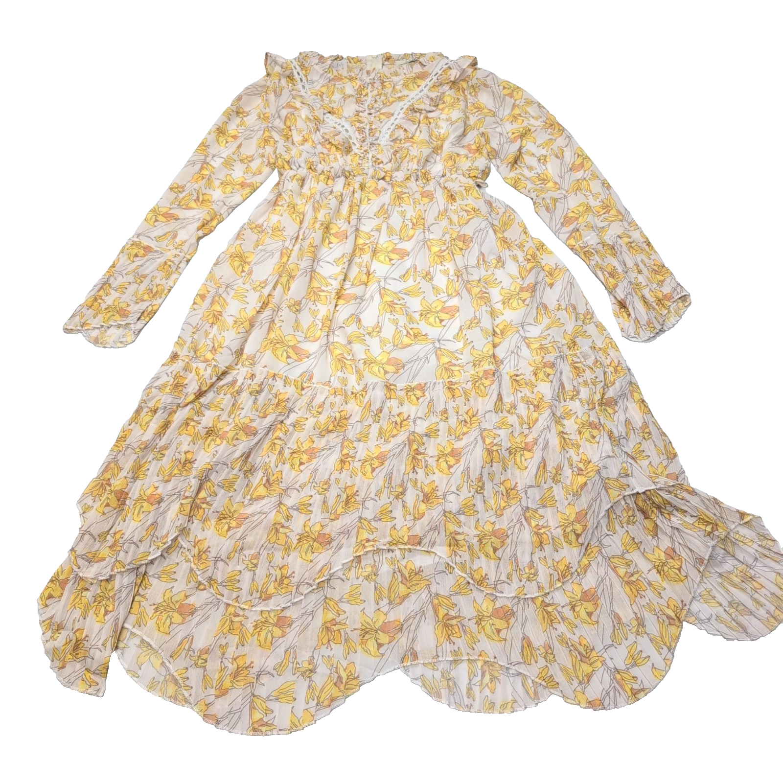Robe CUBIC T.M Crème Fleurs Jaunes Bohème Neuve