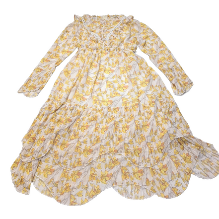 Robe CUBIC T.M Crème Fleurs Jaunes Bohème Neuve