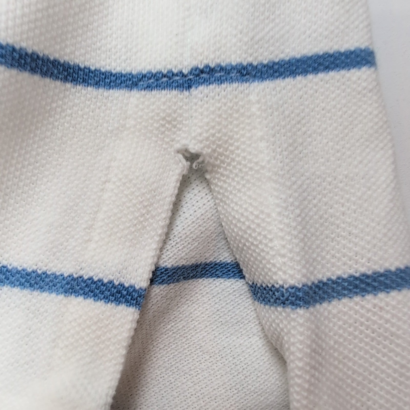 Polo Ralph Lauren Homme XL Blanc Rayures Bleues Logo Noir Polo Manches Courtes