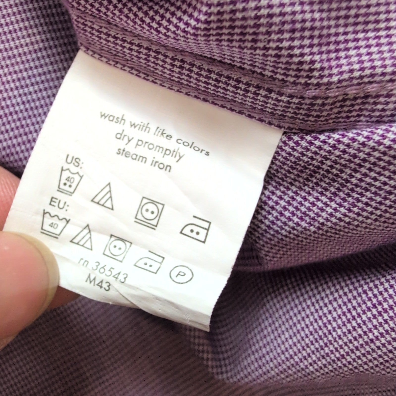 Chemise Chaps bordeaux micro carreaux manches longues 1 poche XL