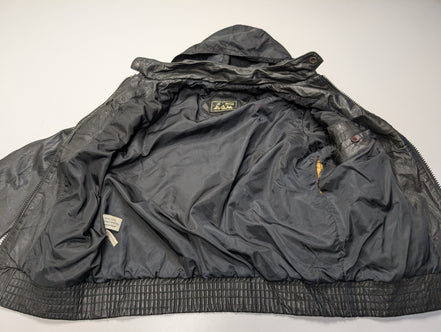 Blouson cuir noir Hi-Gear style café racer avec capuche taille S #16c