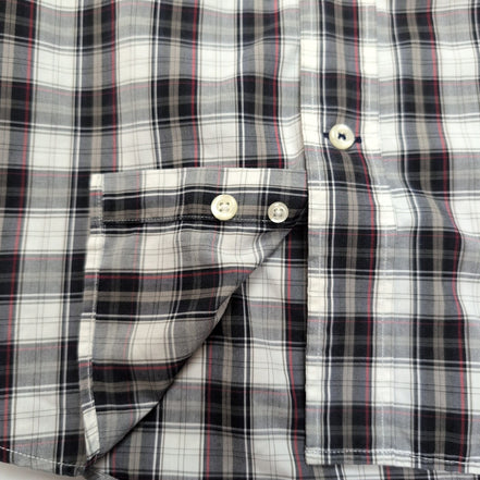 Chemise Nautica M Noir Blanc Carreaux Coton Logo Brodé Poche manches longues
