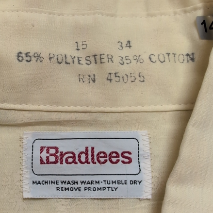 Chemise Vintage Bradlees M Beige Motif Jacquard USA Col Pointe
