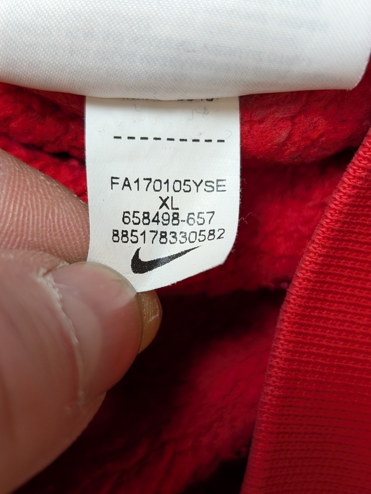 Sweat à Capuche NIKE Homme XL Rouge Logo Brodé DROITE Rare Hoodie Vintage