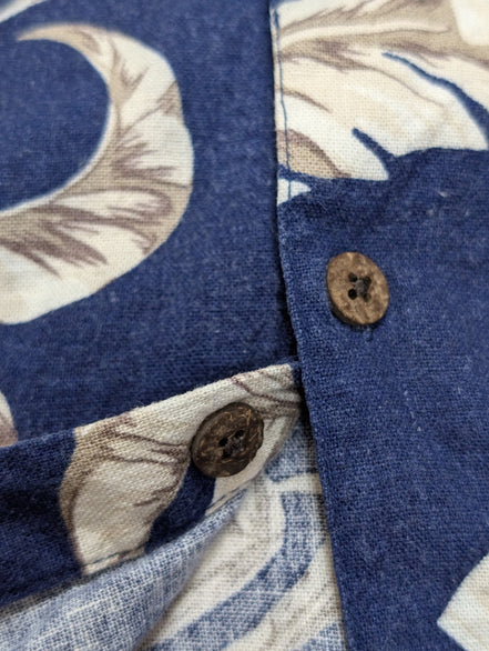Chemise Hawaïenne VINTAGE SILK Marine & Blanc Cassé - Taille M
